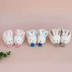 Discount Coffret cadeau naissance chaussons lapin bleu avec hochet - 0/6 mois Les Coffrets À Offrir|Les Prix Doux