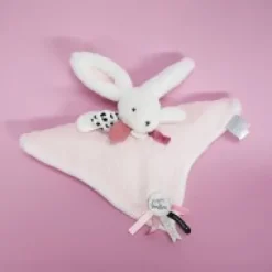 Outlet Coffret Doudou carré Lapin rose - Happy Blush - 25 cm Happy Doudou|Lapin
