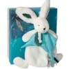New Coffret Doudou plat Lapin bleu - Happy Pop - 25 cm Les Coffrets À Offrir|Happy Doudou