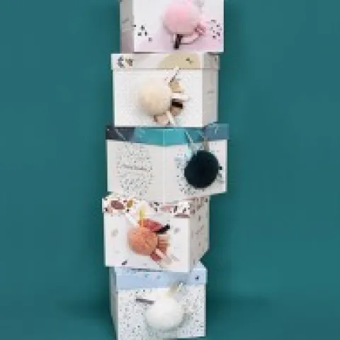 Discount Coffret Pantin Lapin bleu - Happy Glossy - 25 cm Happy Doudou|Lapin