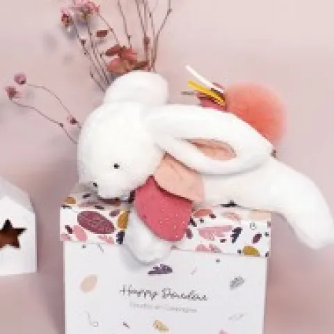 Discount Coffret Pantin Lapin Vieux rose - Happy Boho - 25 cm Les Coffrets À Offrir|Happy Doudou