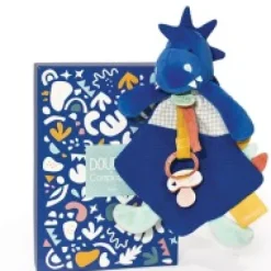 Clearance Coffret peluche dinosaure bleu- Attache tétine Sashou - 23  cm Les Prix Doux|Calinosaure