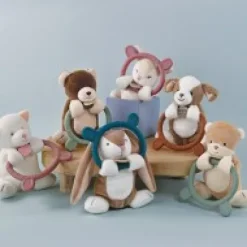 Outlet Doudou anneau de dentition - Hochet - HOULAHOP - terracota-bleu marine Cadeau À Moins De 20€|Hochets Et Pantins D'activités