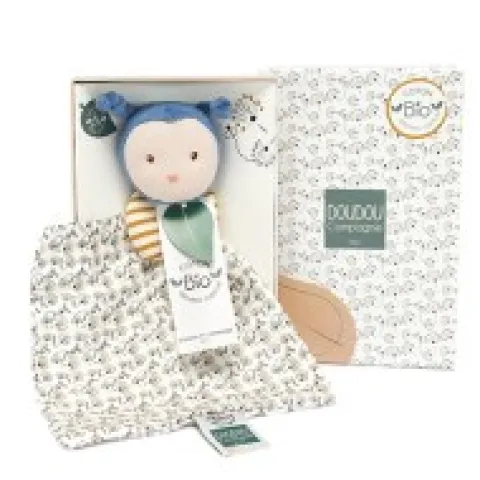 Hot Doudou bébé abeille Pollen en coton BIO - 20 cm - modèle aléatoire Les Prix Doux|Doudous Coton Bio