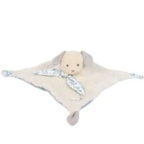Sale Doudou carré plat chien bleu en coton BIO - 25 cm Les Prix Doux|Doudous Coton Bio