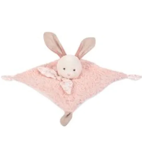 Sale Doudou carré plat lapin rose en coton BIO - 25 cm Les Prix Doux|Doudous Coton Bio