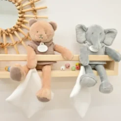 Hot Doudou Elephant gris avec mouchoir - Sweety - 25 cm Cadeau À Moins De 20€|Eléphant