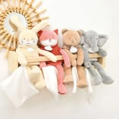 Hot Doudou Elephant gris avec mouchoir - Sweety - 25 cm Cadeau À Moins De 20€|Eléphant