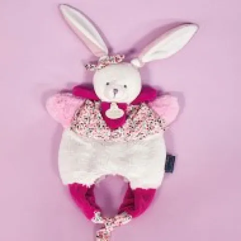 Hot Doudou Lapin marionnette - Petit sac - Amusette 3 EN 1 Les Petits Futés|Les Marionnettes