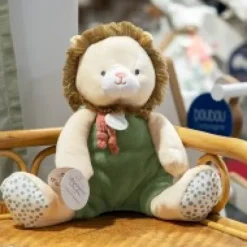 Best Doudou Lion beige et vert - 30 cm Cadeaux Naissance|Couleurs Savane