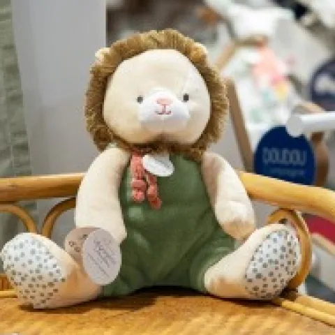 Best Doudou Lion beige et vert - 30 cm Cadeaux Naissance|Couleurs Savane
