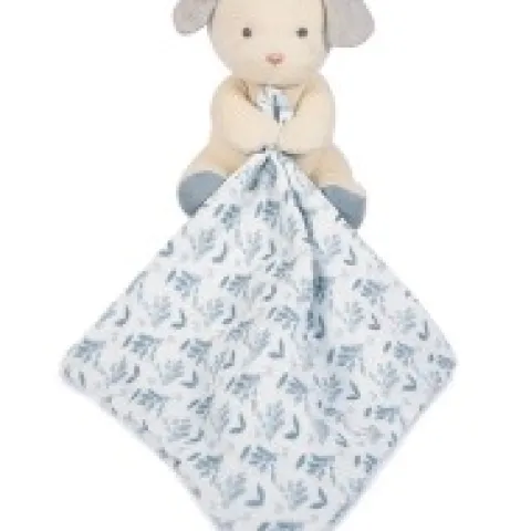 Sale Doudou mouchoir chien bleu en coton BIO -15 cm Les Prix Doux|Doudous Coton Bio