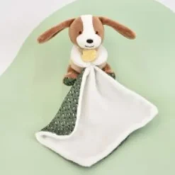 Discount Doudou mouchoir chien vert et marron - 11 cm Rikikis & Méli Mélo|Chien