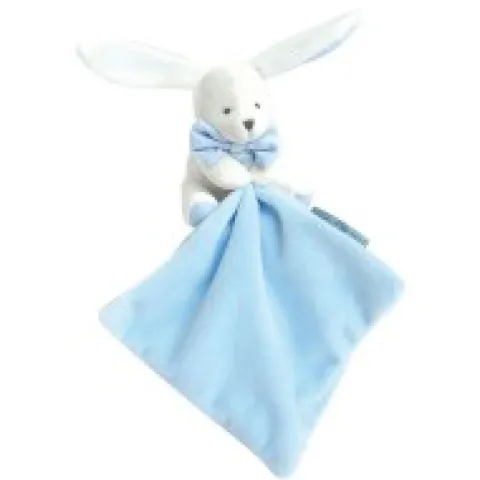 New Doudou mouchoir lapin bleu - 10 cm - Boite fleur Cadeau À Moins De 20€|Les Iconiques