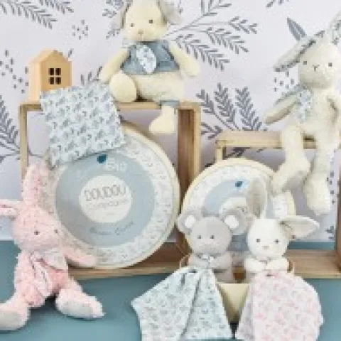 Clearance Doudou mouchoir lapin rose en coton BIO - 15 cm Les Prix Doux|Doudous Coton Bio