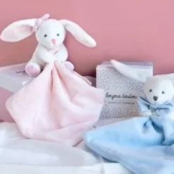 Clearance Doudou mouchoir lapin rose - 10 cm - Boite fleur Cadeau À Moins De 20€|Les Iconiques