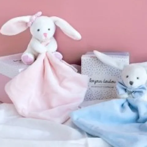 Clearance Doudou mouchoir lapin rose - 10 cm - Boite fleur Cadeau À Moins De 20€|Les Iconiques
