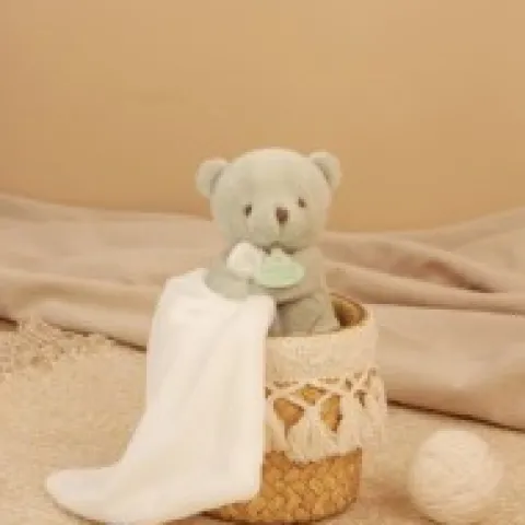 Fashion Doudou mouchoir- Mon petit ourson - Vert Clair - 10 cm Ours|Doudou Mouchoir