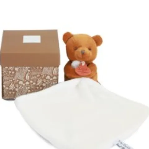 Discount Doudou mouchoir- Mon petit ourson - Orange - 10 cm Ours