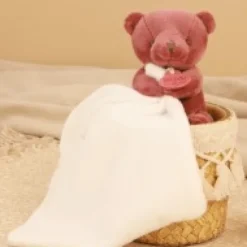 Online Doudou mouchoir- Mon petit ourson - Rouge bordeaux- 10 cm Ours