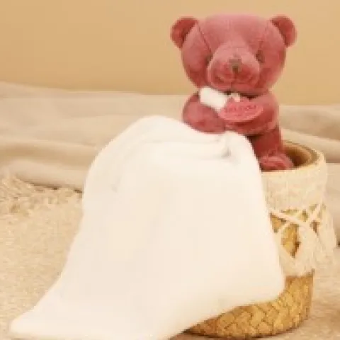Online Doudou mouchoir- Mon petit ourson - Rouge bordeaux- 10 cm Ours