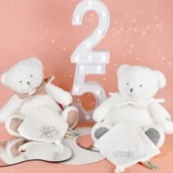 New Doudou mouchoir ours Gris - 30 cm - Collection Anniversaire Doudou® Anniversaire|Ours