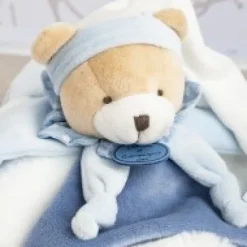 Sale Doudou plat ours Petit chou - Bleu - 27  cm Cerise Et Petit Chou|Ours