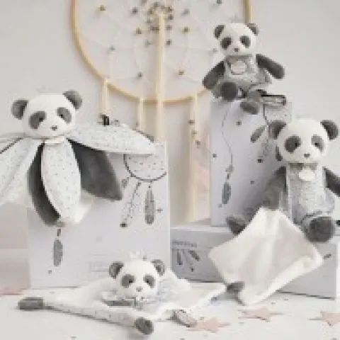 Best Doudou plat Panda gris - Attrape-rêves - 20 cm Attrape-rêves|Panda