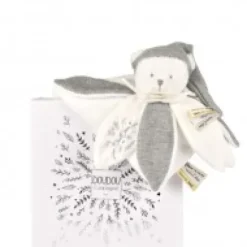 New Doudou plat pétales Ours Gris - 25 cm - Collection Anniversaire Doudou® Anniversaire|Ours