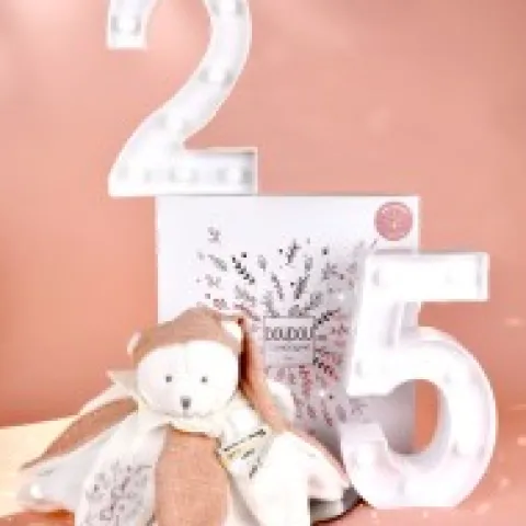 Best Doudou plat pétales Ours Rose - 25 cm - Collection Anniversaire Doudou® Anniversaire|Ours
