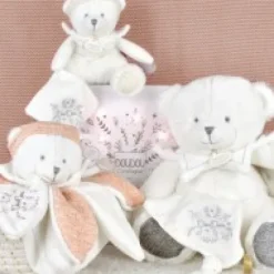 Best Doudou plat pétales Ours Rose - 25 cm - Collection Anniversaire Doudou® Anniversaire|Ours