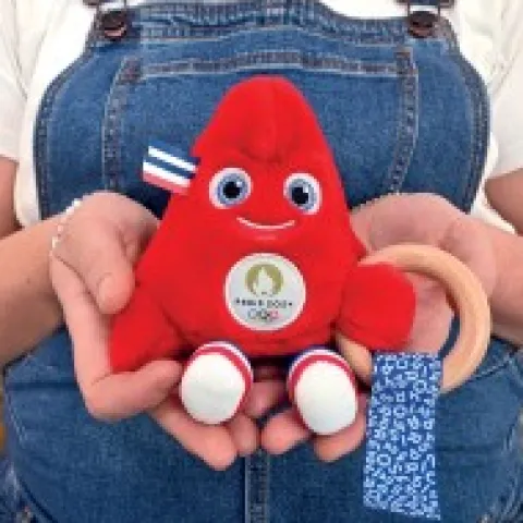 Outlet Duo Doudou plat et hochet pour bébé JO Paris 2024 Collection Bébé Jo|Mascotte Jo