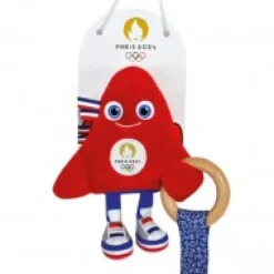 Outlet Hochet mascotte jeux olympiques 2024 avec anneau en bois - 17 cm Collection Bébé Jo|Cadeau À Moins De 20€