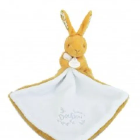 Outlet Lapin DOUDOU® - Doudou mouchoir Lapin- 10 cm - Jaune moutarde Lapin Doudou|Lapin