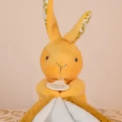 Outlet Lapin DOUDOU® - Doudou mouchoir Lapin- 10 cm - Jaune moutarde Lapin Doudou|Lapin