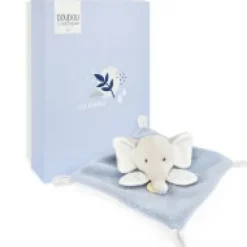 Clearance Mini Doudou elephant plat gris et bleu - 19 cm Les Prix Doux|Rikikis & Méli Mélo