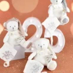 Clearance Ours en peluche Blanc attache-sucette - 20 cm - Collection Anniversaire Doudou® Anniversaire|Ours