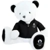 Online Ours en peluche blanc avec veste noire JO2024 - 40 cm - Collection Premium Les Peluches Supporters|Mascotte Jo