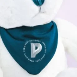 Fashion Ours en peluche Premium blanc avec bandana  Paris 2024 - 37 cm Collection Bébé Jo|Les Peluches Supporters