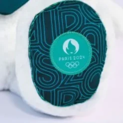 Fashion Ours en peluche Premium blanc avec bandana  Paris 2024 - 37 cm Collection Bébé Jo|Les Peluches Supporters