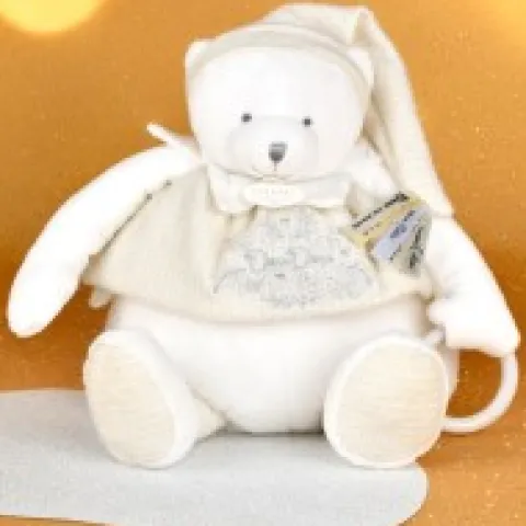 Outlet Peluche eveil Bébé Ours Blanc - 30 cm - Collection Anniversaire Doudou® Anniversaire|Hochets Et Pantins D'activités
