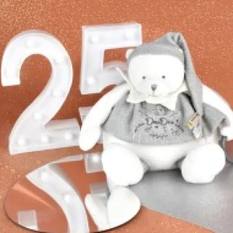 Clearance Peluche eveil Bébé Ours Gris - 30 cm - Collection Anniversaire Doudou® Anniversaire|Ours