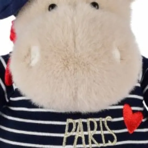 Clearance Peluche Hippopotame avec Béret et Marinière - 26 cm Souvenir Of Paris|Hippo