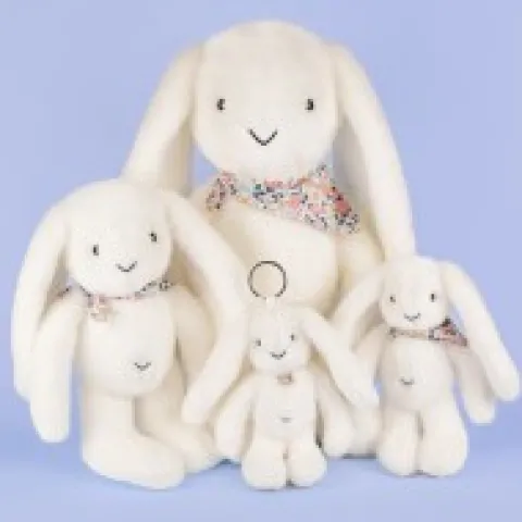 Hot Peluche lapin blanc 25 cm - Lapin Fleurette Lapin Fleurette|Lapin