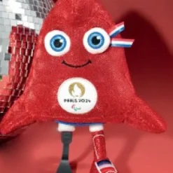 Hot Peluche mascotte Jeux Paralympiques Paris 2024 fabriquée en France - Edition limitée version maille lurex- 29 cm Mascotte Jo|Mascotte Jo