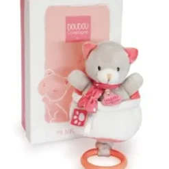 Sale Peluche musicale Chat gris et corail- 20 cm Les Prix Doux|Rikikis & Méli Mélo