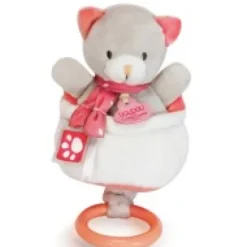 Sale Peluche musicale Chat gris et corail- 20 cm Les Prix Doux|Rikikis & Méli Mélo