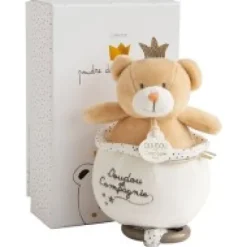 Hot Peluche musicale ours Petit Roi  marron - 14 cm Les Coffrets À Offrir|Cadeaux Naissance