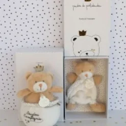 Hot Peluche musicale ours Petit Roi  marron - 14 cm Les Coffrets À Offrir|Cadeaux Naissance