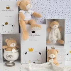 Hot Peluche musicale ours Petit Roi  marron - 14 cm Les Coffrets À Offrir|Cadeaux Naissance